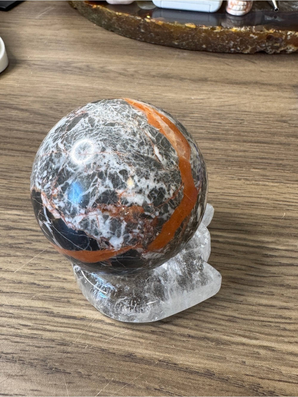 Zebra Jasper Sphere 2.32 in/59.1 mm Sphere holder NOT INCLUDED.